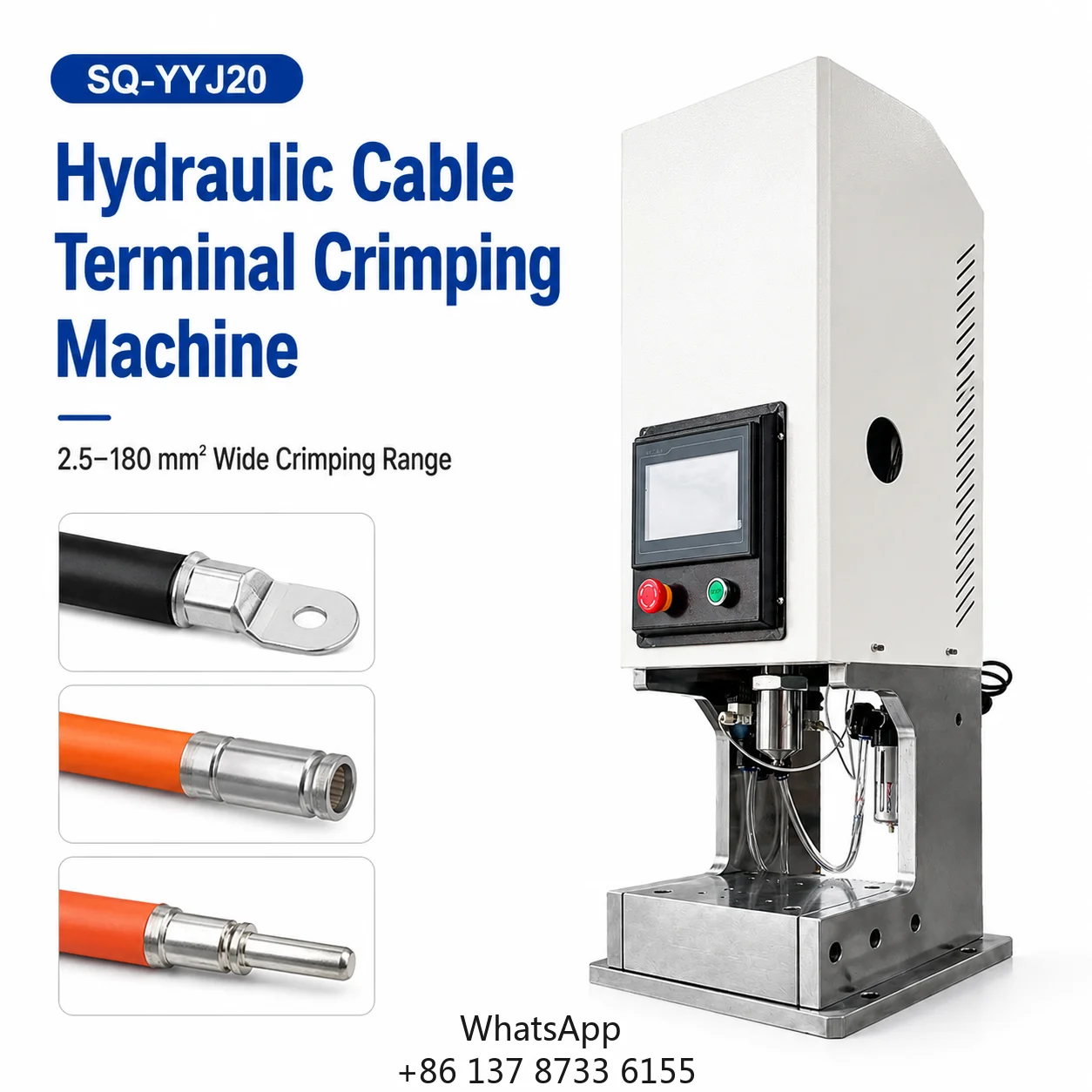 SQ-YYJ20 20T Hydraulic Terminal Crimping Machine 2.5-180 Sq Mm Touch Screen 4 Dies For Cable Lug Heavy Crimping