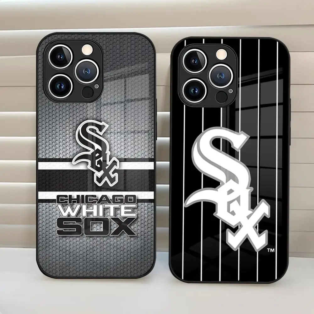 Funda de Teléfono C-Chicago Baseball White Sox para iPhone 17 15 Pro Max 14 Pro 16 12 11 13 Mini X XR XS 8 7 Plus SE, Cubierta de Vidrio
