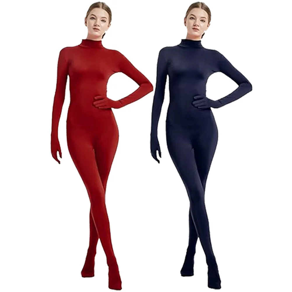 Women's tights zentai solid color stage performance with hands and feet dance gymnastics suit all-inclusive onesie