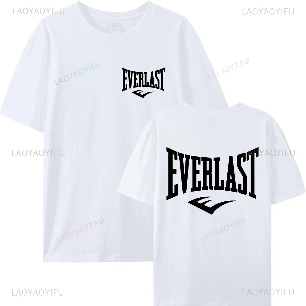 EVERLAST Boxing Logo Cotton T-shirt Fashion Men\'s and Women\'s Short-sleev Printed Tshirt Casual Harajuku Street Clothes Tops