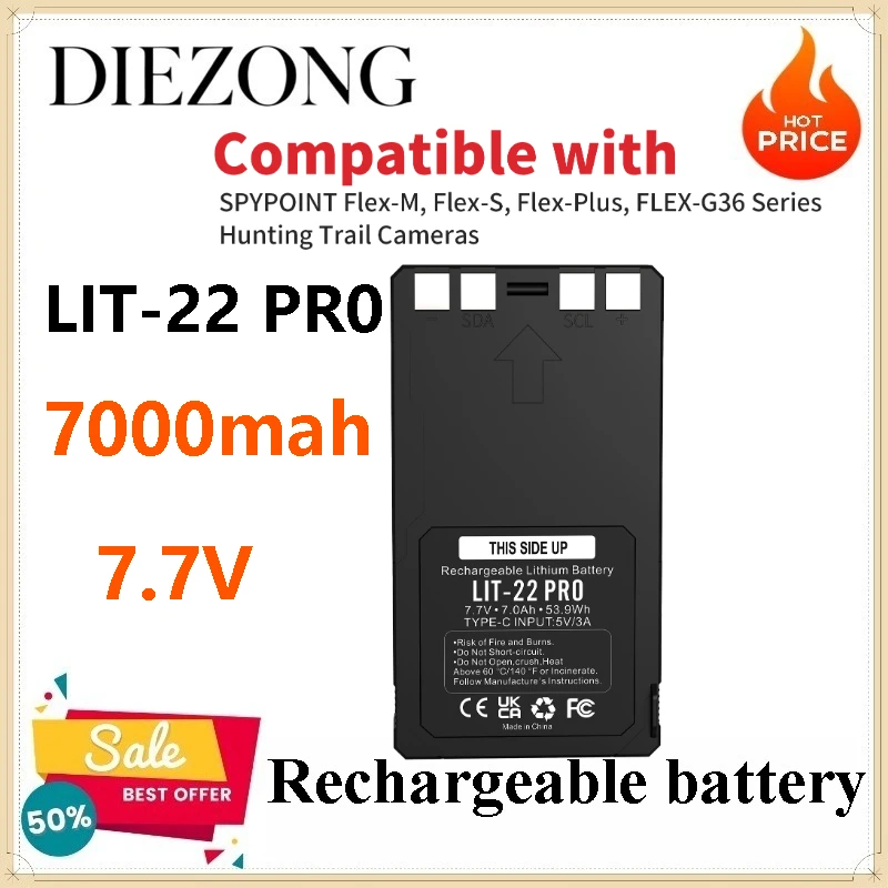 

1PCS 7000mAh Replacement Battery for LIT-22 Trail Camera SPYPOINT Flex-M Flex Hunting Camera Battery