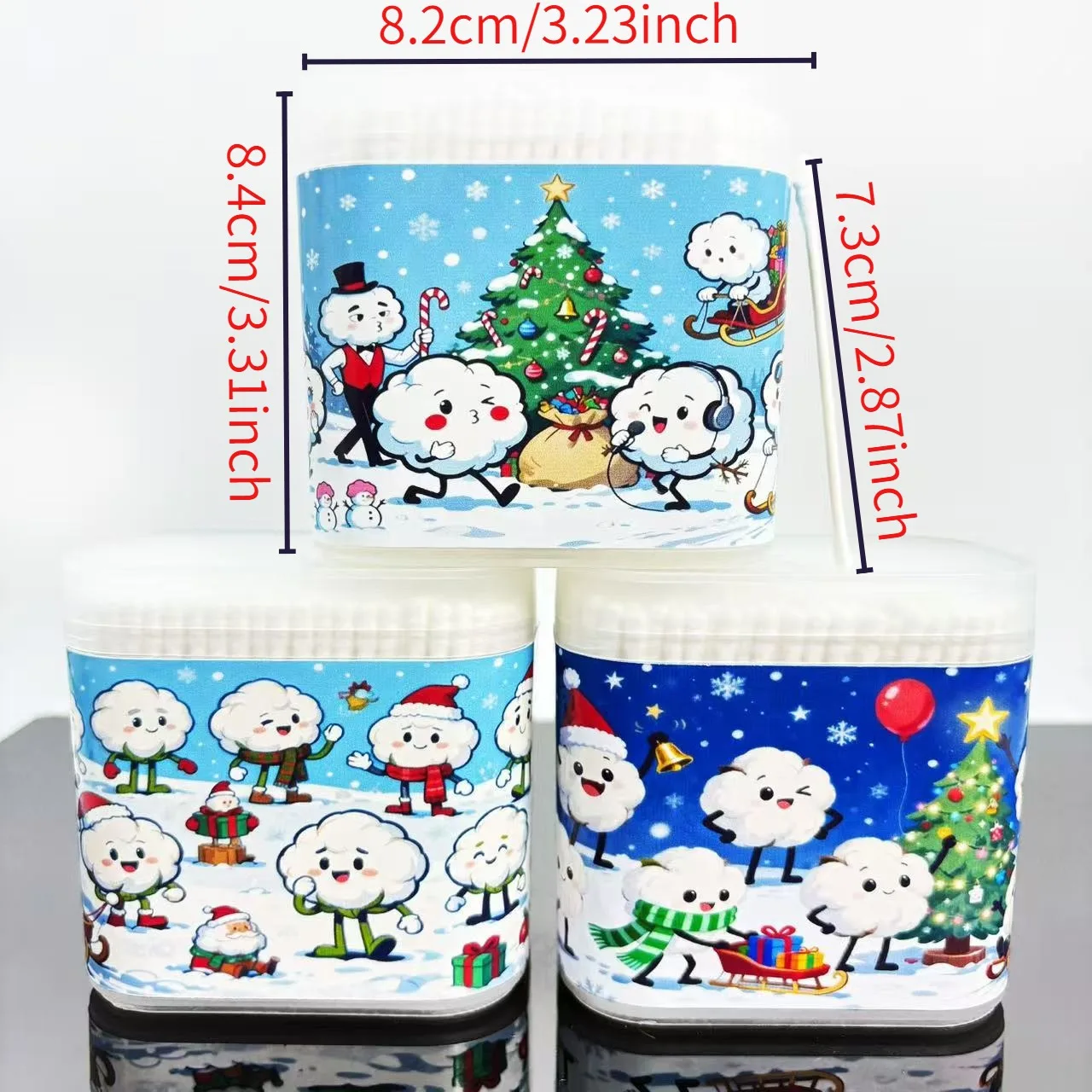 Tamponi di cotone a doppia estremità a tema Buon Natale da 400 pezzi/800 pezzi, celebra il Natale insieme con tamponi di cotone creativi