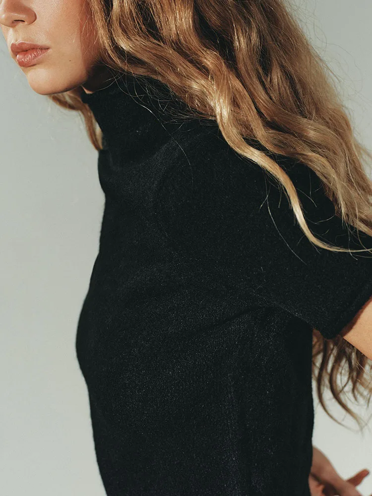 เสื้อไหมพรมถักนุ่ม สไตล์ยุโรป แฟชั่นฤดูหนาวใหม่สำหรับผู้หญิง คอเต่า ยืดหยุ่น สวมใส่สบาย