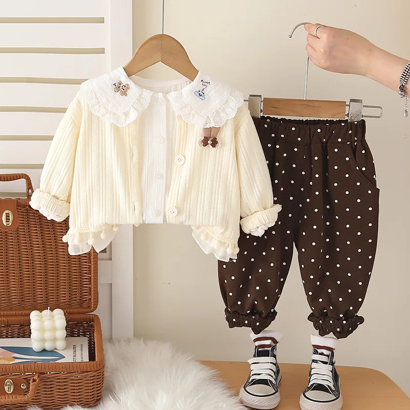 New Autumn Fashion Baby Clothes Suit Children Girls Jacket Shirt Pants 3Pcs/Sets Kids Clothing Infant Costume Toddler Tracksuits