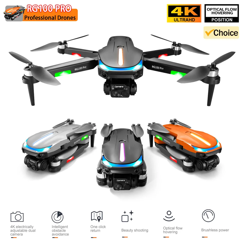 New RG100 Pro 5G professional drone 4K dual-camera optical flow airplane RC three-way obstacle avoidance flying machine toys