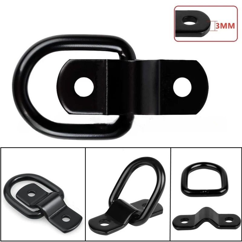 2Pcs Goods Tie Down Surface Mount D-Ring Rivet Clip Retaining Ring Trailer Lorry Truck Truck Horsebox Marine Rope Car Fastener