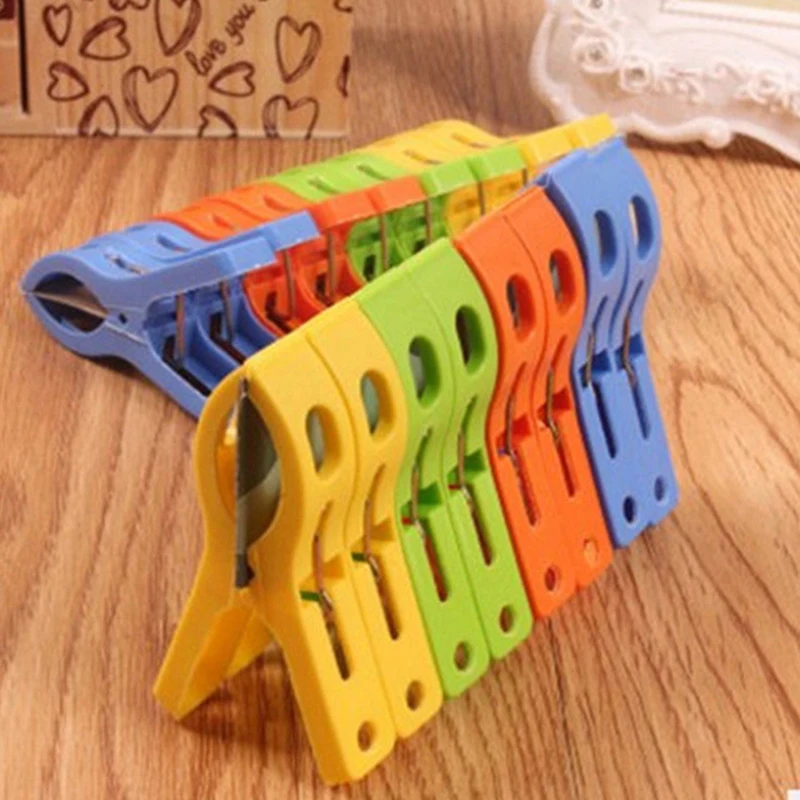 New··8Pcs/set Hanger Clips Large Plastic Windproof Beach Towel Clothes Pins Spring Clamp Clothespin Powerful Hot New Cheap