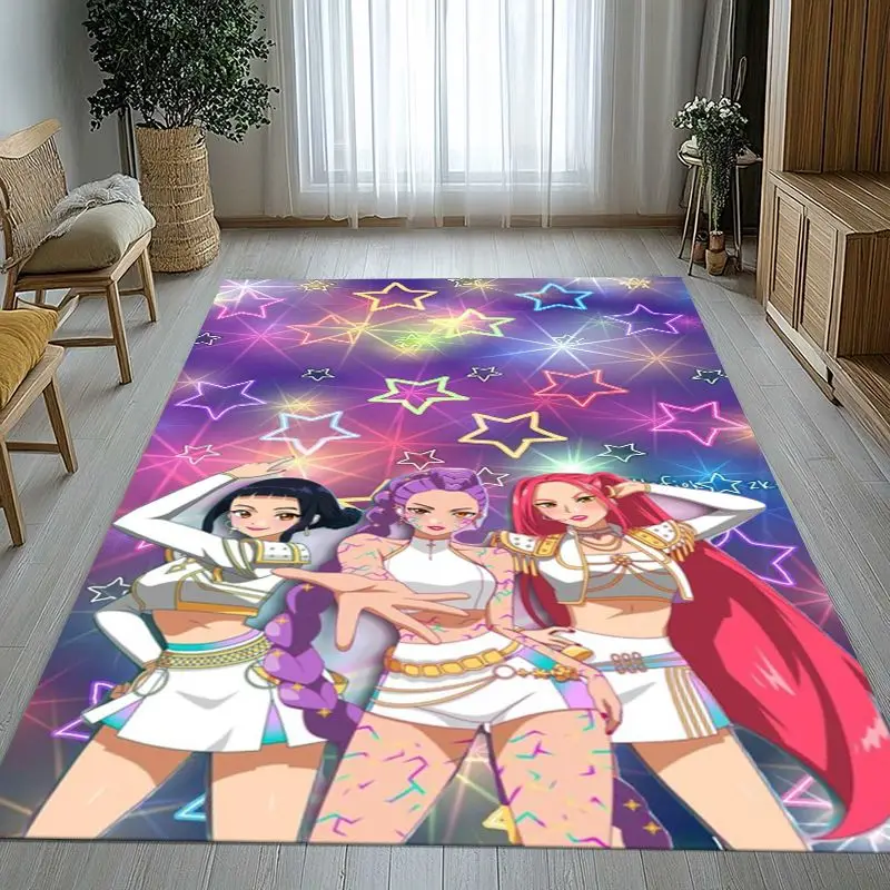 KPop D-Demon H-Hunters Girl Group Cartoon Soft Non-Slip Area Rug for Living Room,Bedroom Playroom Carpet Mat for Sofa,Home Decor