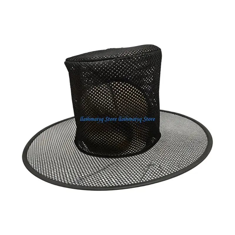 573B Black Mesh Statement Hat for Party Styling, Stage Use and Joseon Looks