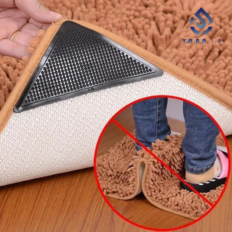 YUANJ 4/8pcs Reusable Nano Anti Slip Fixed Pads Triangular Carpet Anti Slip Stickers for Tile Floor Carpet Corner Pads Washable
