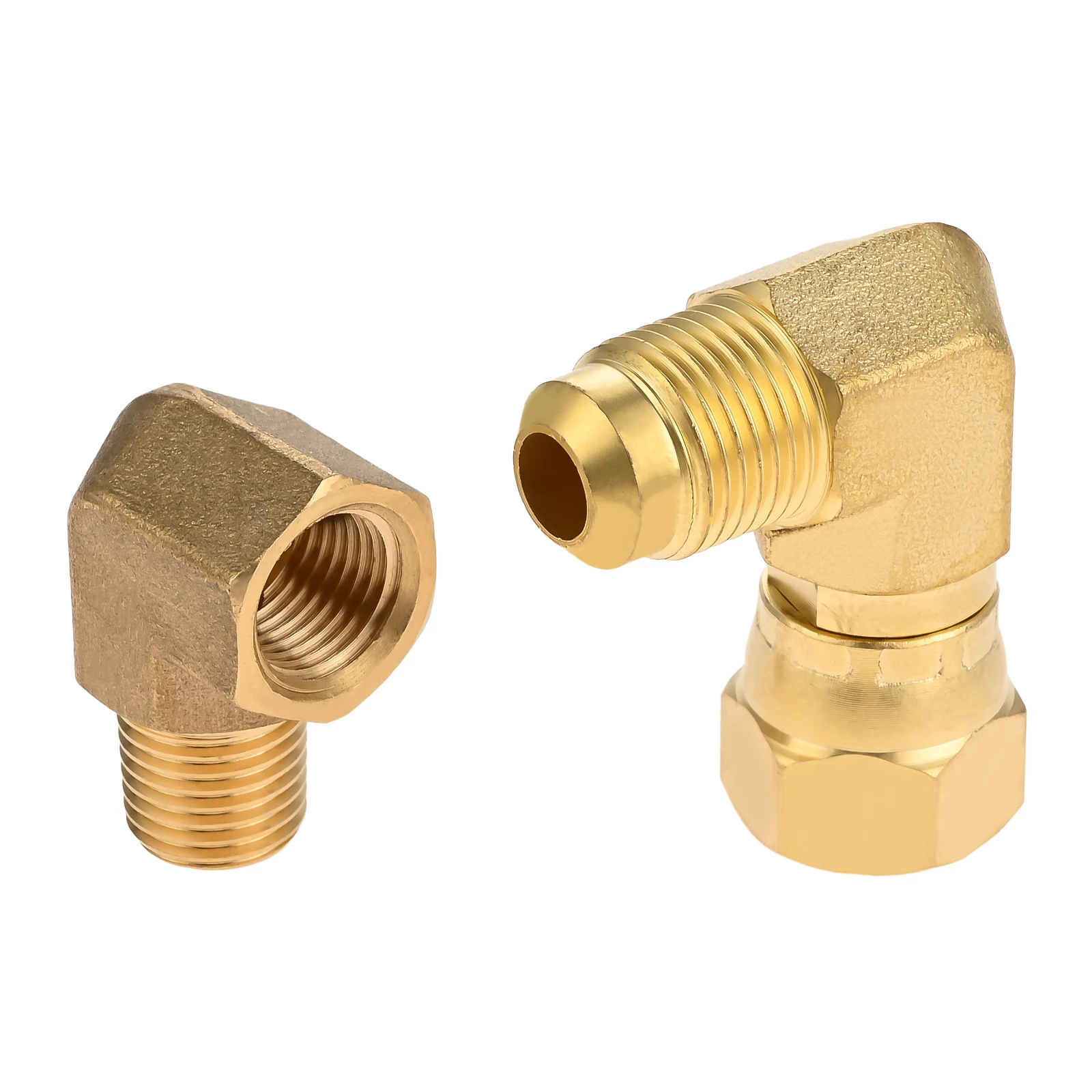 

2pcs/set 90 Degree Elbow Connector Brass Adapter 1/4" NPT Male & 3/8" Female Swivel Flare x 3/8" Male Fittings for Olympian Wave