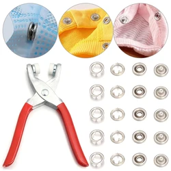 200Pcs Prong Rings 9.5mm Buckle Buttons Metal Colour Pliers Snap Button Claw DIY Set Hand Pressure Plier Rivet Buckle Sew Tool