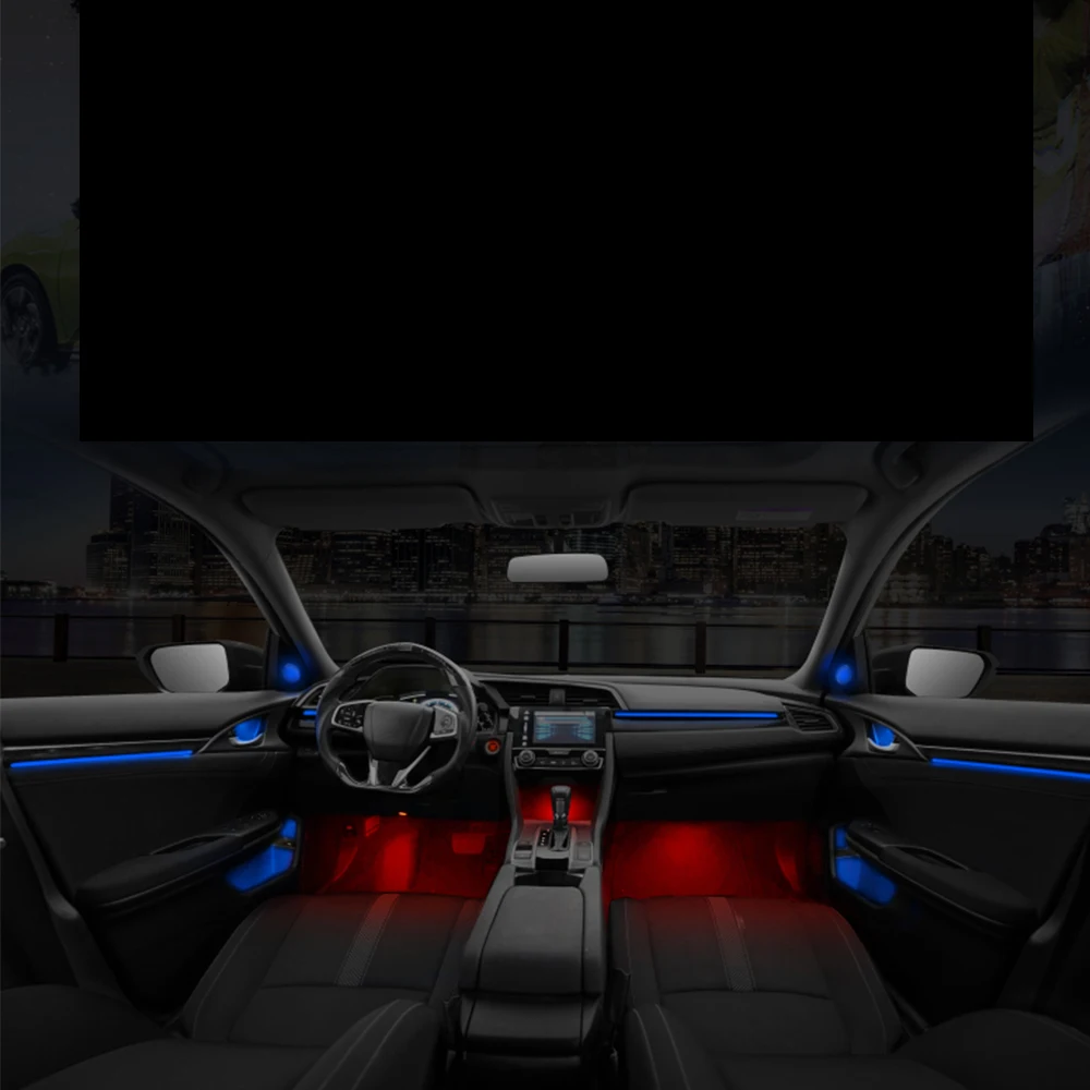 

For Honda Civic 2016-2021 64 Colors LED Ambient Lamp Center Console Dashboard Door Handle Storage Box Atmosphere Light LHD
