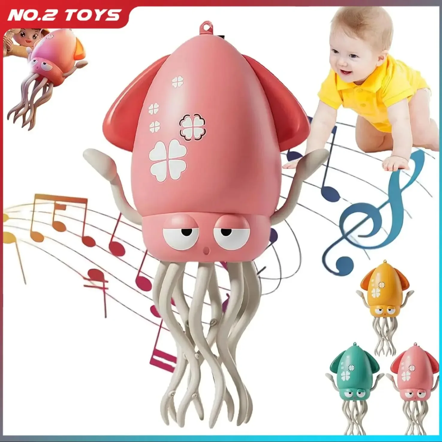 Jouet poulpe dansant rampant, détection automatique, évite les obstacles, animal de compagnie électronique avec lumière musicale, jouets pour tout-petits, cadeaux de noël pour enfants