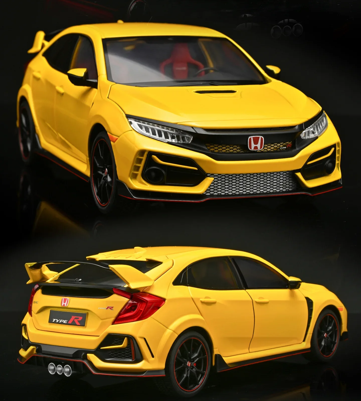 1:18 Honda Civic Type R Alloy Car Model Slide Multi-door Light Toy Ornament Diecast Alloy Car Model Collectible Gift