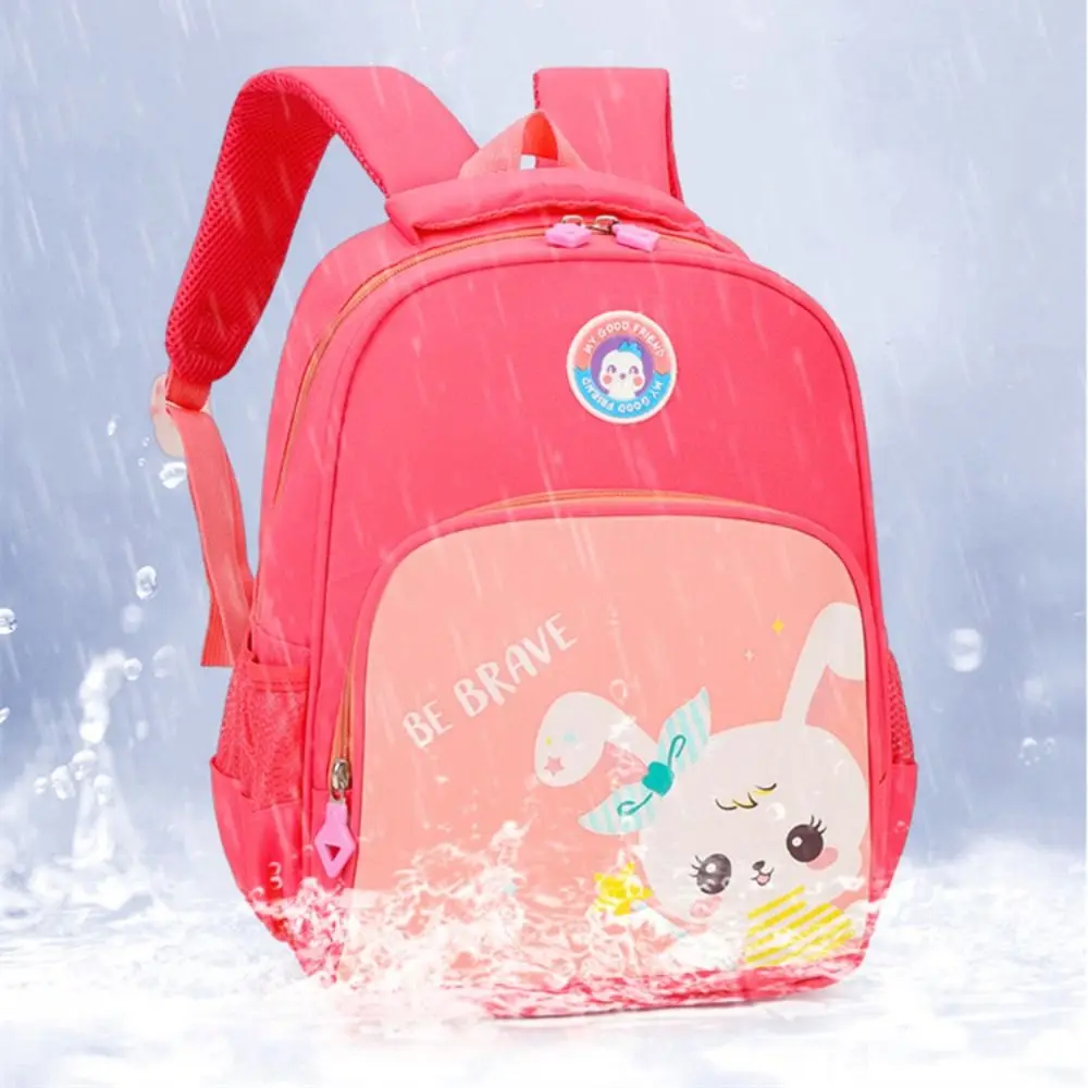 Cartoon Print Children Backpack Kawaii Nylon Large Capacity Kids Schoolbag Lightweight Waterproof Dual Shoulder Bag Boys Girls