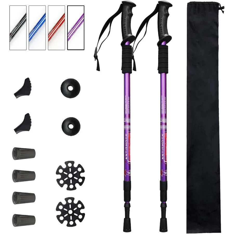 

Aihoye Trekking Poles Shock Absorbing Adjustable Hiking or Walking Sticks for Hiking Collapsible Strong 2-pc Pack Lightweight W