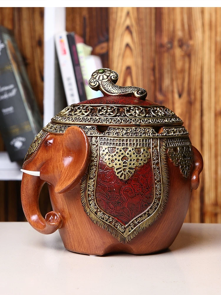 Chinese personality elephant ornaments fashion large ashtray with lid Practical household daily necessities