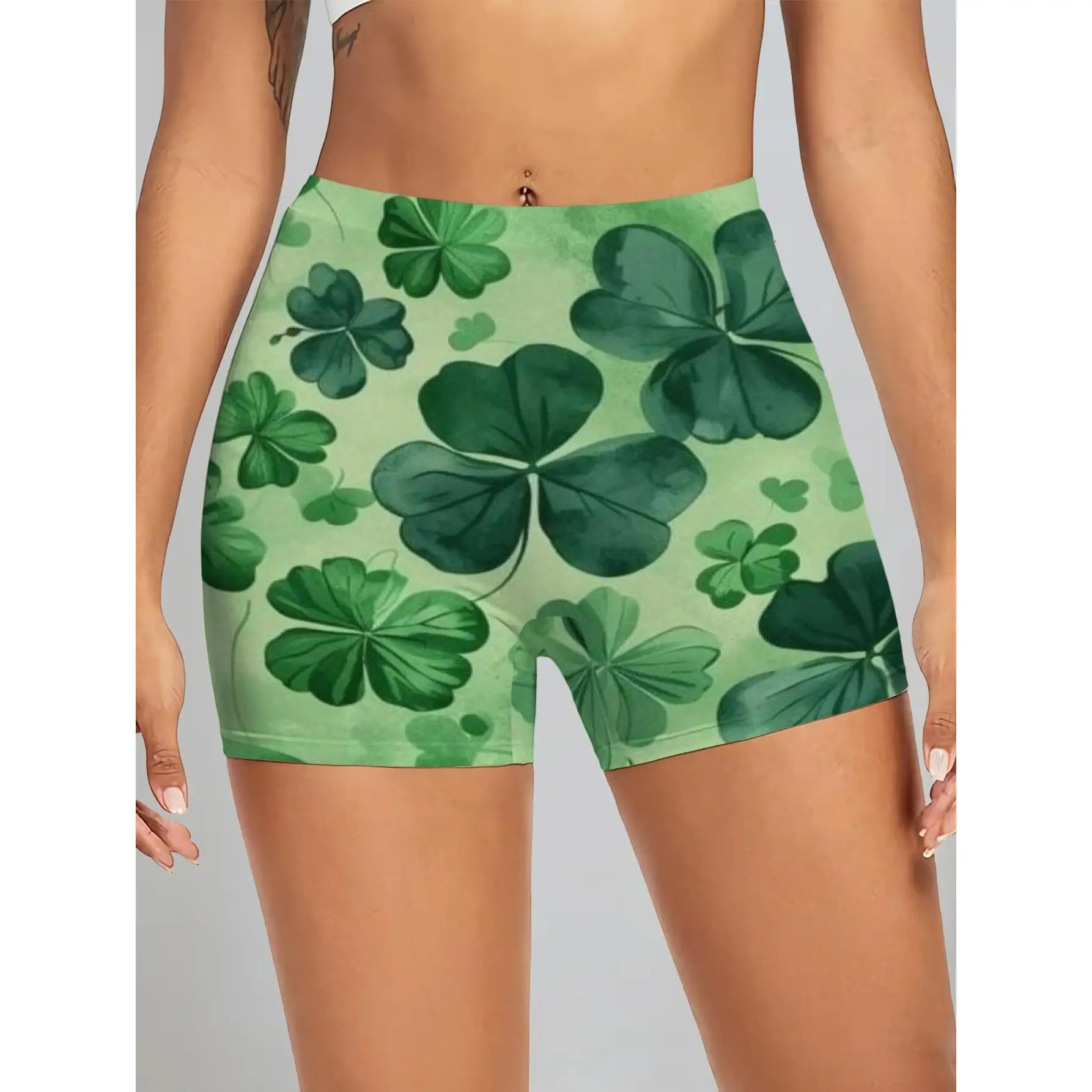 

Женские спортивные шорты для бега с ирландской графикой в виде клевера, шорты для тренировок ко Дню Святого Патрика - непрозрачные, быстросохнущие, для спортзала