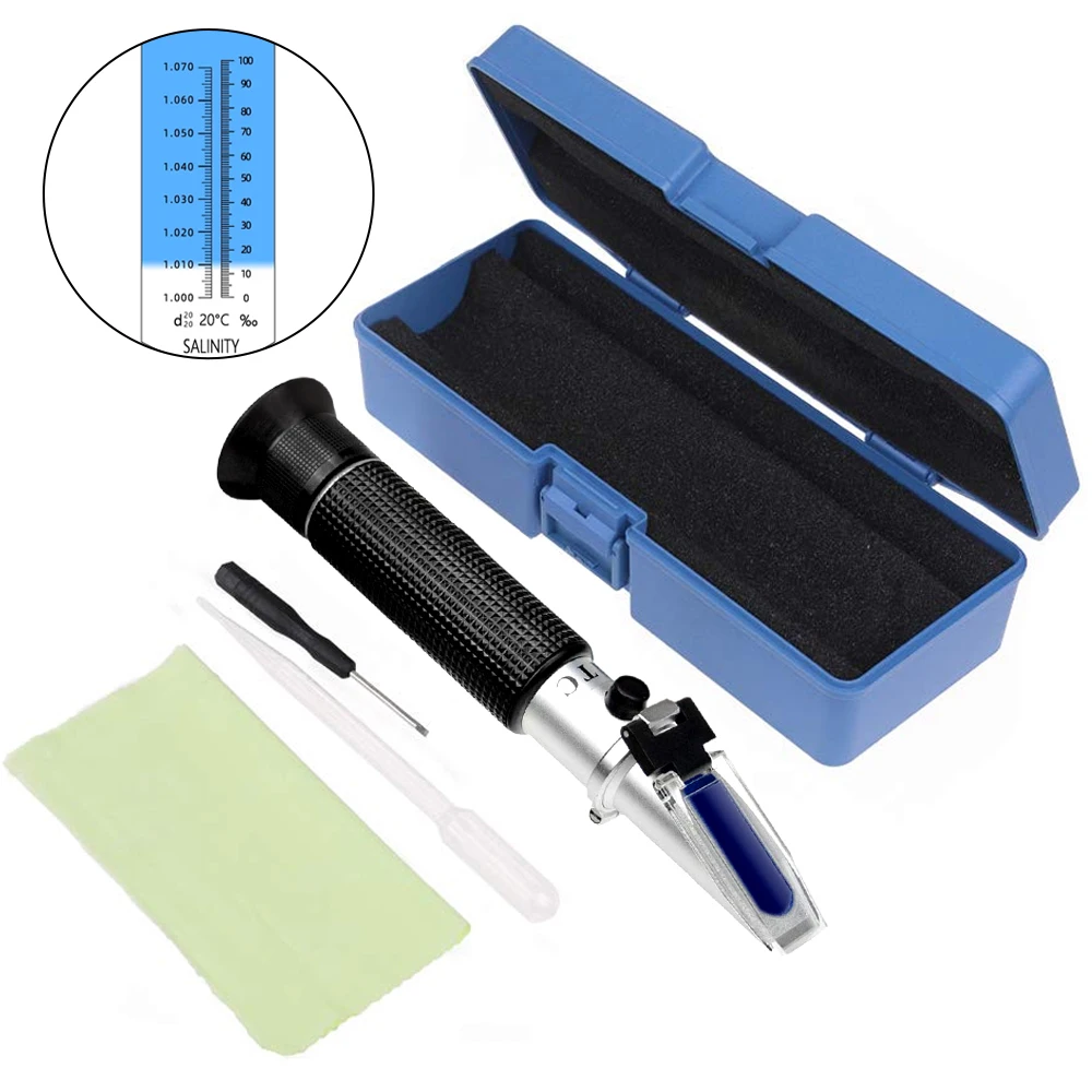 Refractometer Sea Salinity Meter Salt Water Concentration 1.000-1.070SG Aquarium Handheld Mariculture Breeding Gravimeter 0~100%