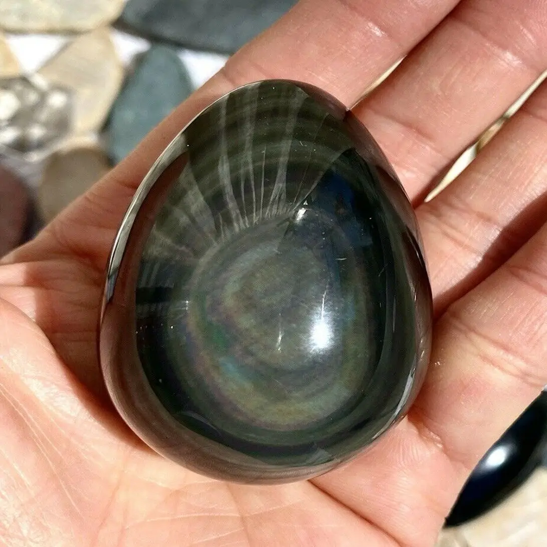 4-5cm Natural Rainbow obsidian egg healing crystal gemstone