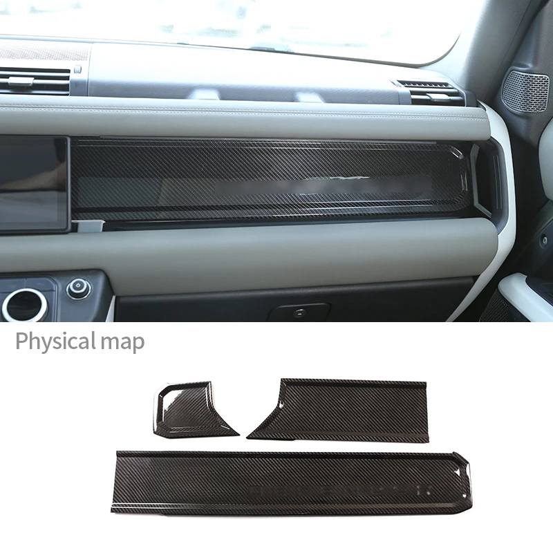 

For Land Rover Defender 110 90 2020-2022 Real Carbon Fiber Central Control Dashboard Wordmark Panel Decorative Cover Accessories