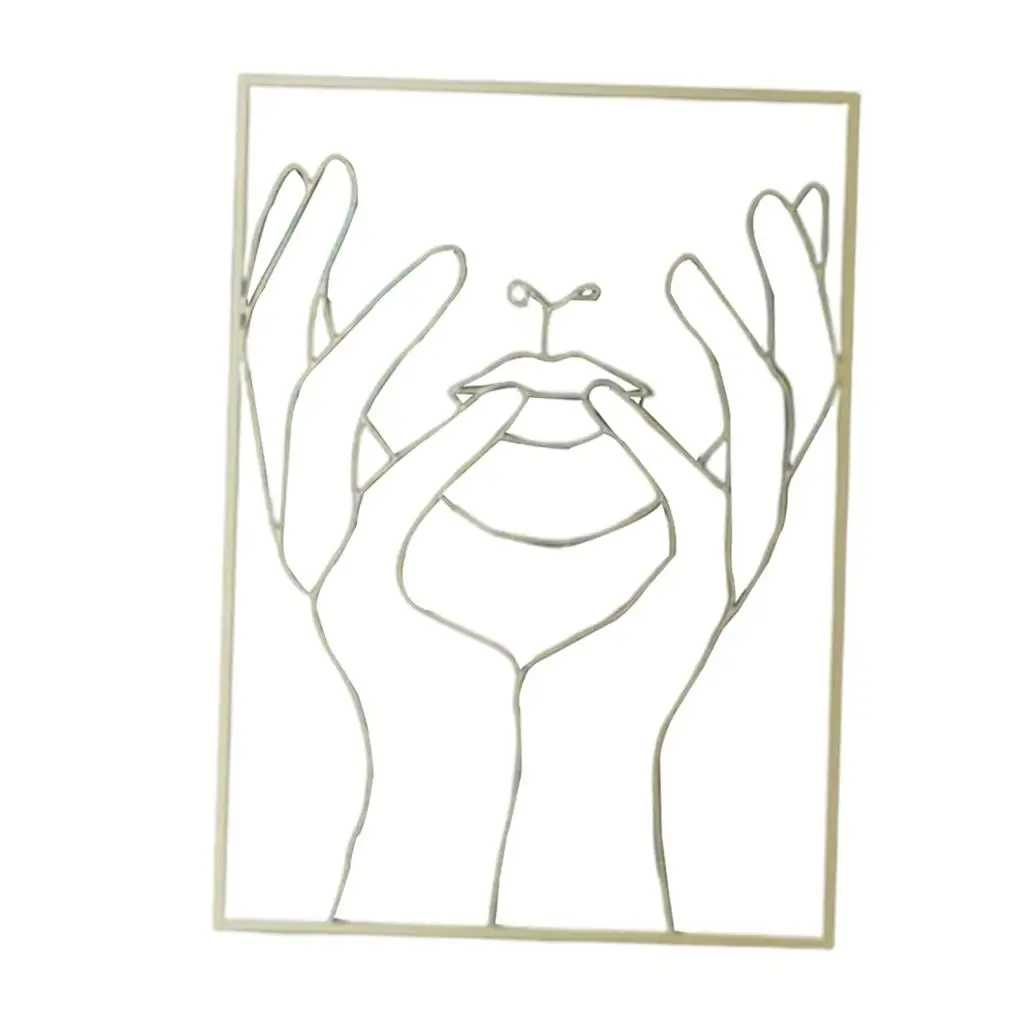 Metal Female Figure , Simple Fashion Drawing Paintings for Home Bedroom Living Room Ornaments