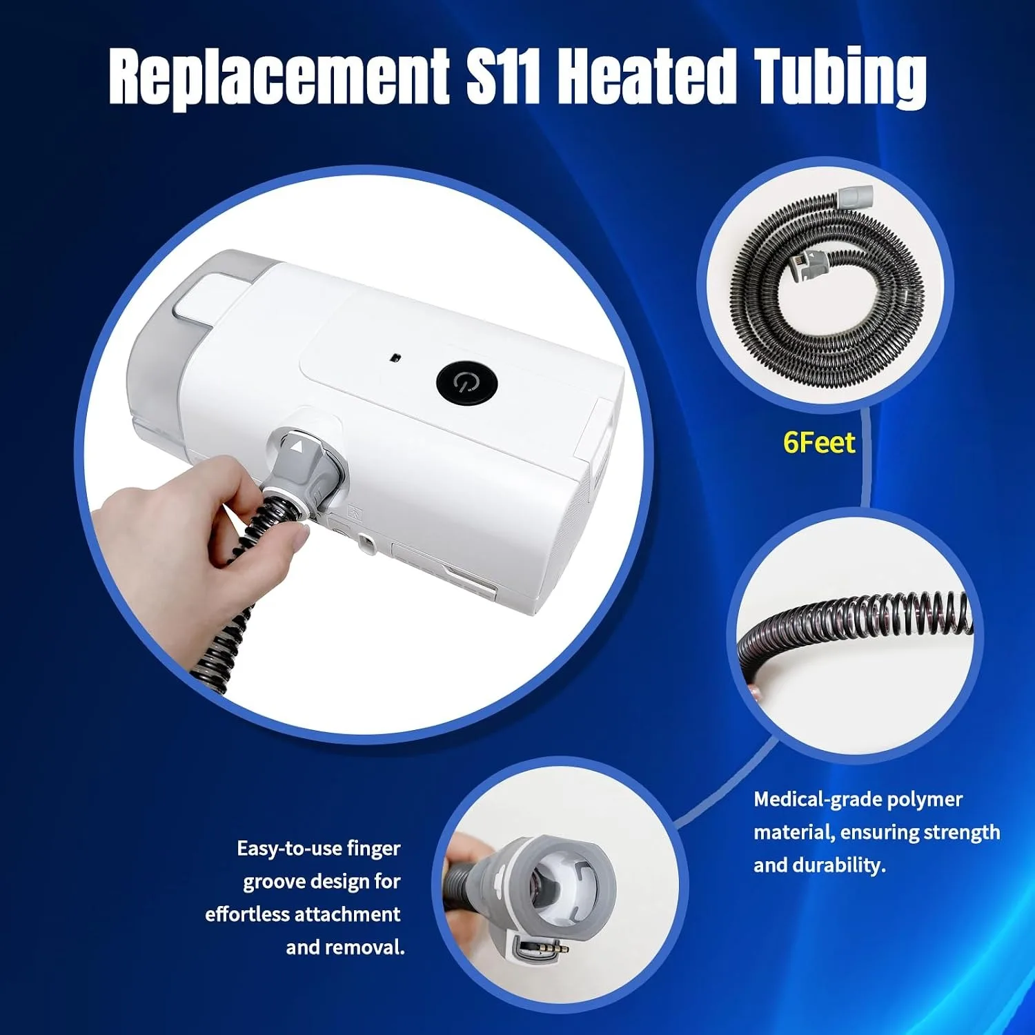 Heated CPAP Tubing Climate Line Replacement Hose Compatible with AirSense 11 AirCurve 11, Reusable CPAP Ventilator Accessories