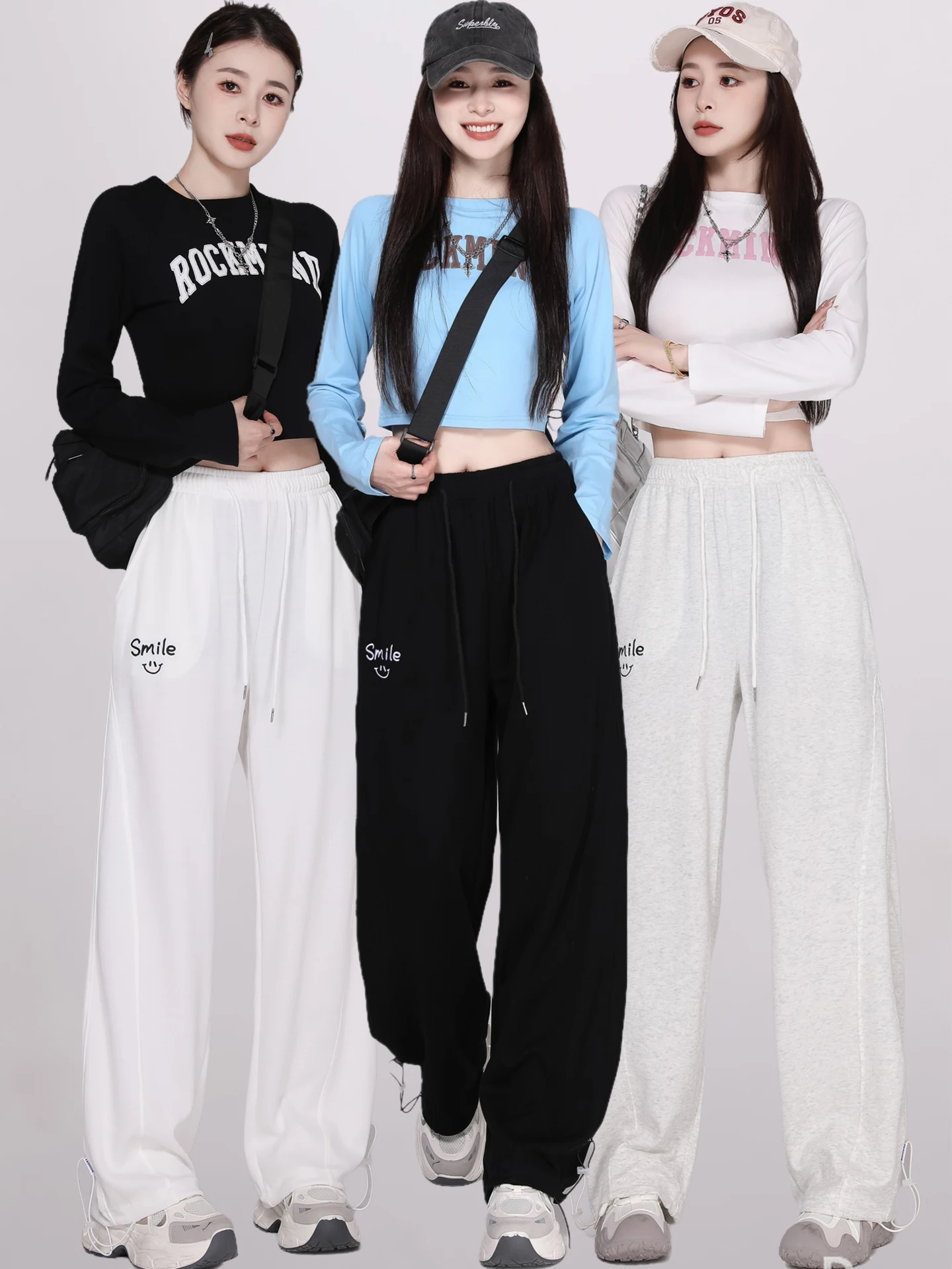 

Jazz Dance Practice Suit Set Spring Autumn Hot Girl Kpop Top Women American Street Dance Sport Wide Leg Pants Ensemble