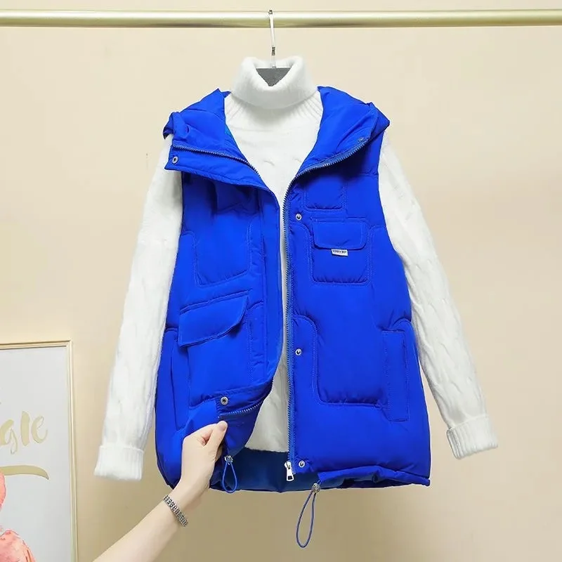 

2025 Autumn Winter Women Vest Thick New Student Cotton Coats Women Clothing Warm Sleeveless Jacket Lady Waistcoat Outerwear 3XL
