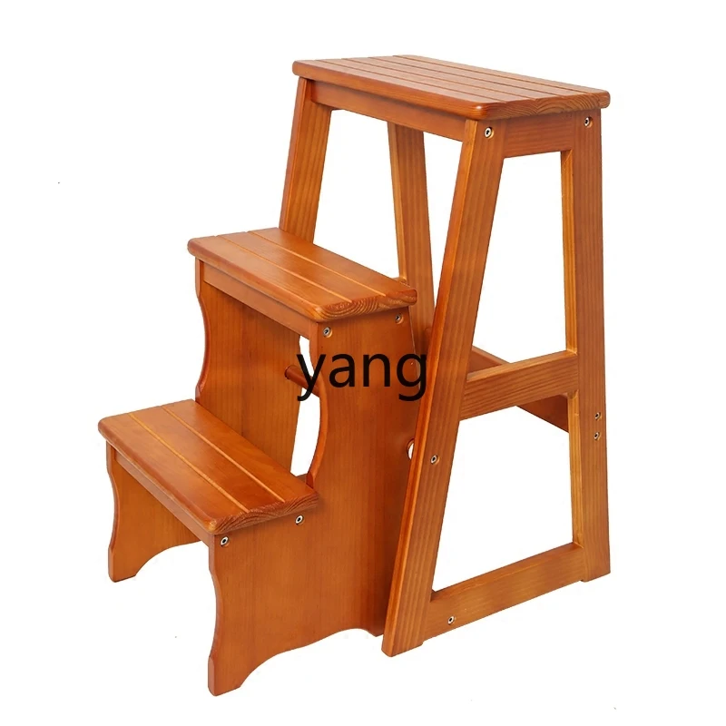 

Lmm solid wood ladder stool multi-functional household ladder indoor thickened folding dual-purpose three-step small steps