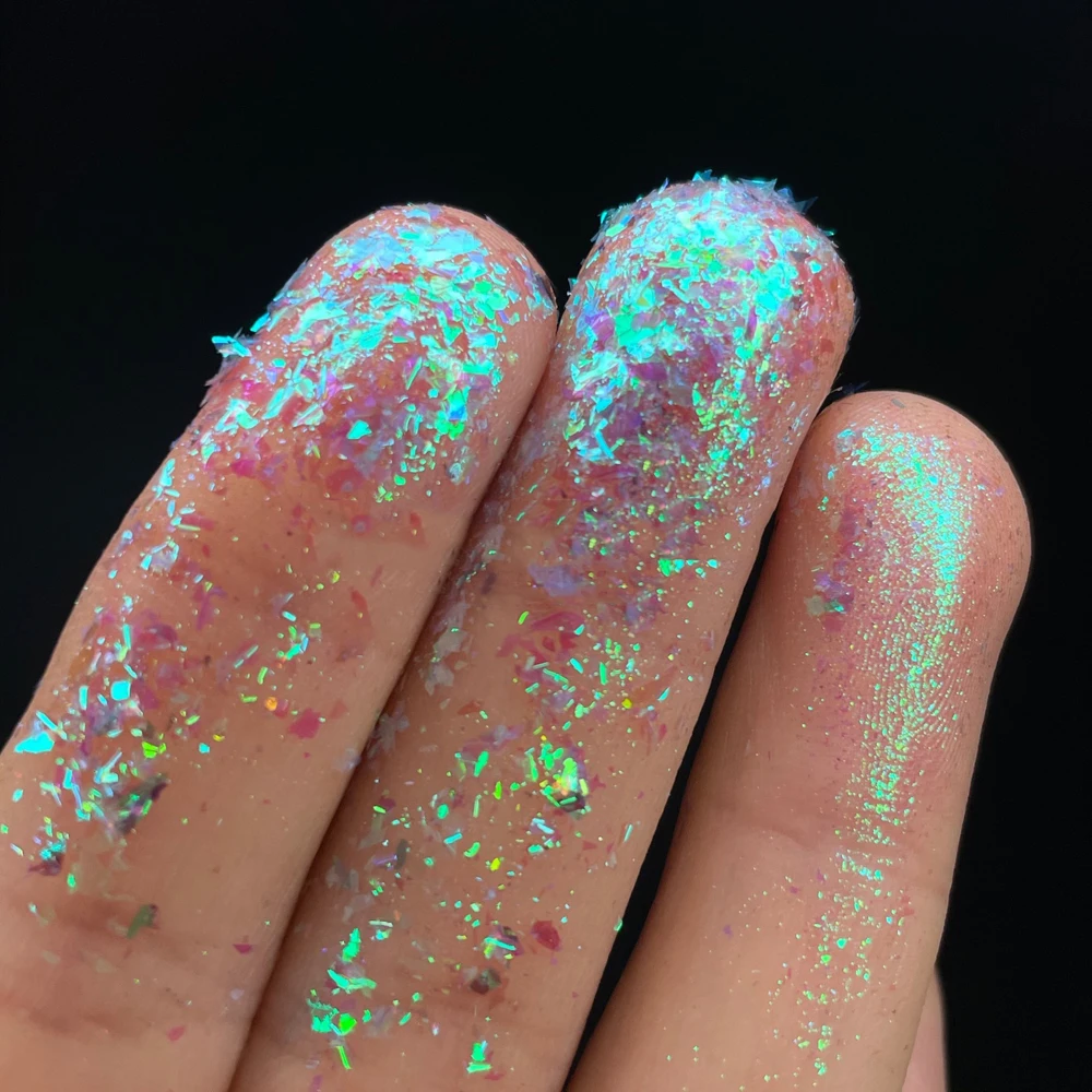 1Jar Aurora Opal Nail Powder Holographic Sequins Rainbow Pigment Nail Dust Chameleon Glitter Nail Powder For Nail Art Decoration