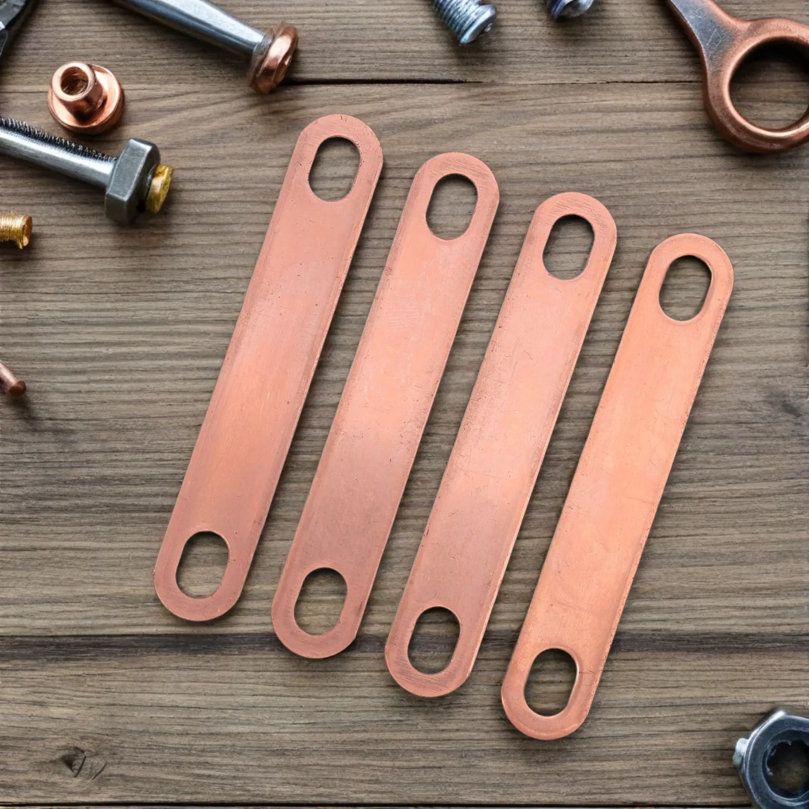 4Pcs Wear Resistant Red Copper Copper Contact Straps Stable Busbar for Industrial Battery Modules 55Mm Holes