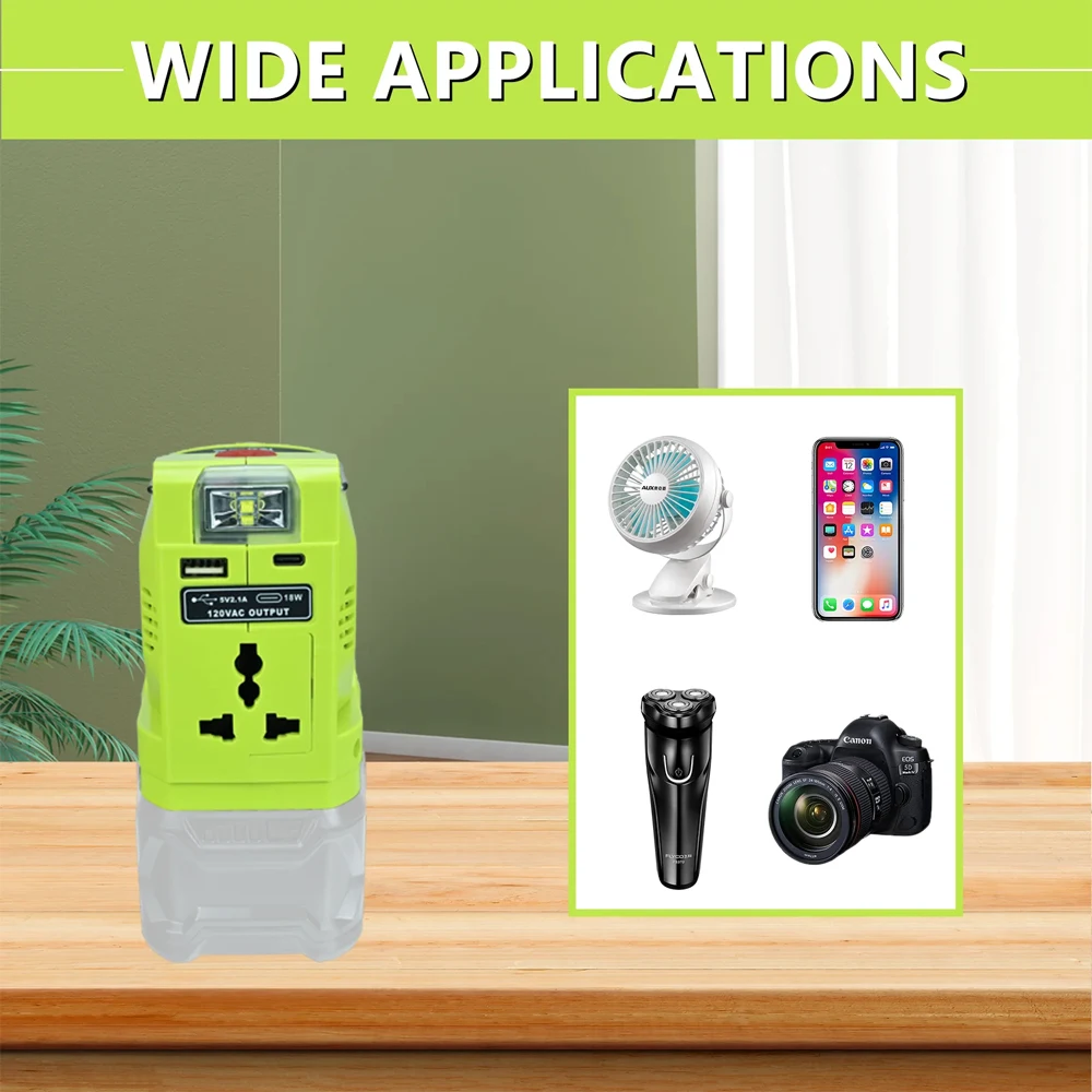 Imagem -04 - Adaptador de Bateria Ryobi com Porta Usb Ganchos Elevadores Ferramenta Elétrica Conversor Luz Led 220v