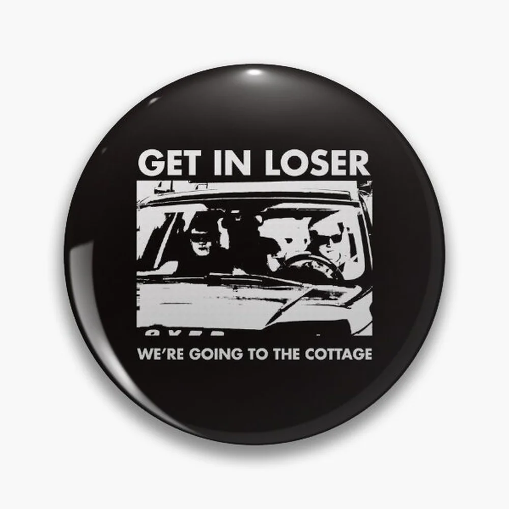 Get In Loser We're Going To The Cottage Heated Rivalry Inspired Pin Holographic Star Heart Pin Brooches Laminated Button Fashion