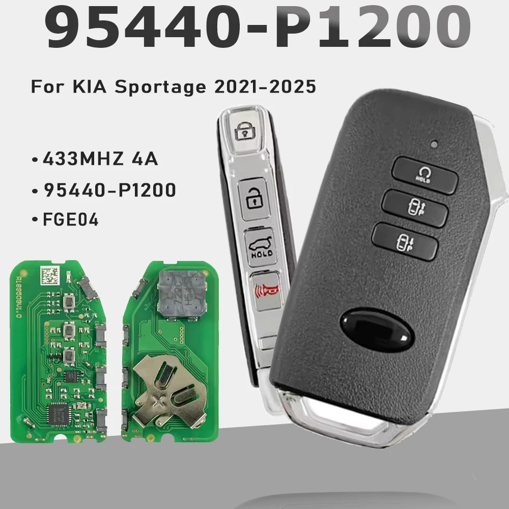

KEYECU 95440-P1200 FGE04, 7 Buttons Smart Remote Key Fob 4A Chip 433Mhz for KIA Sportage 2021 2022 2023 2024 2025