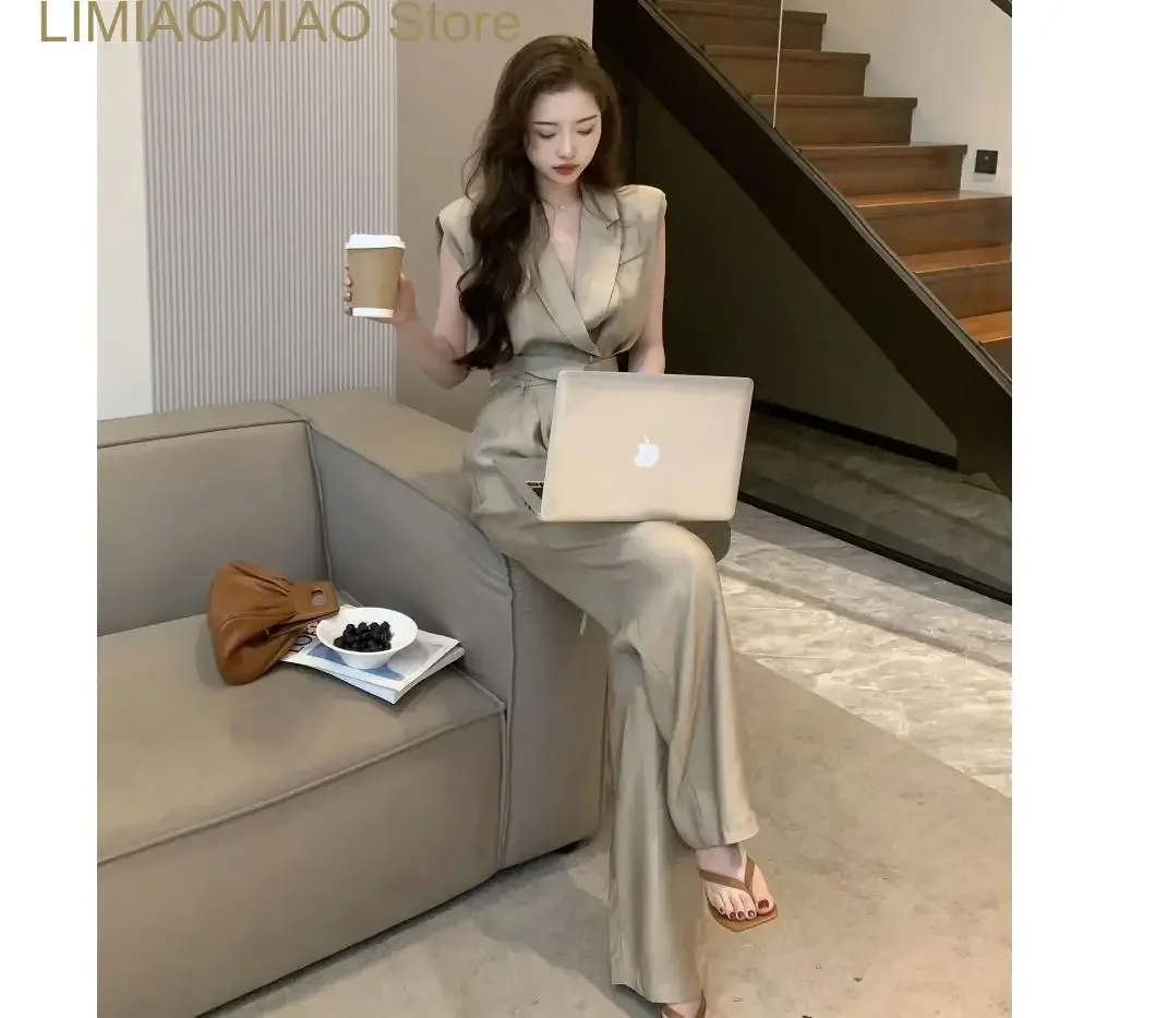 仕事に行くツーピースの女性用スーツ,オフィスセット,韓国風,デザイン,夏のファッション,新しい
