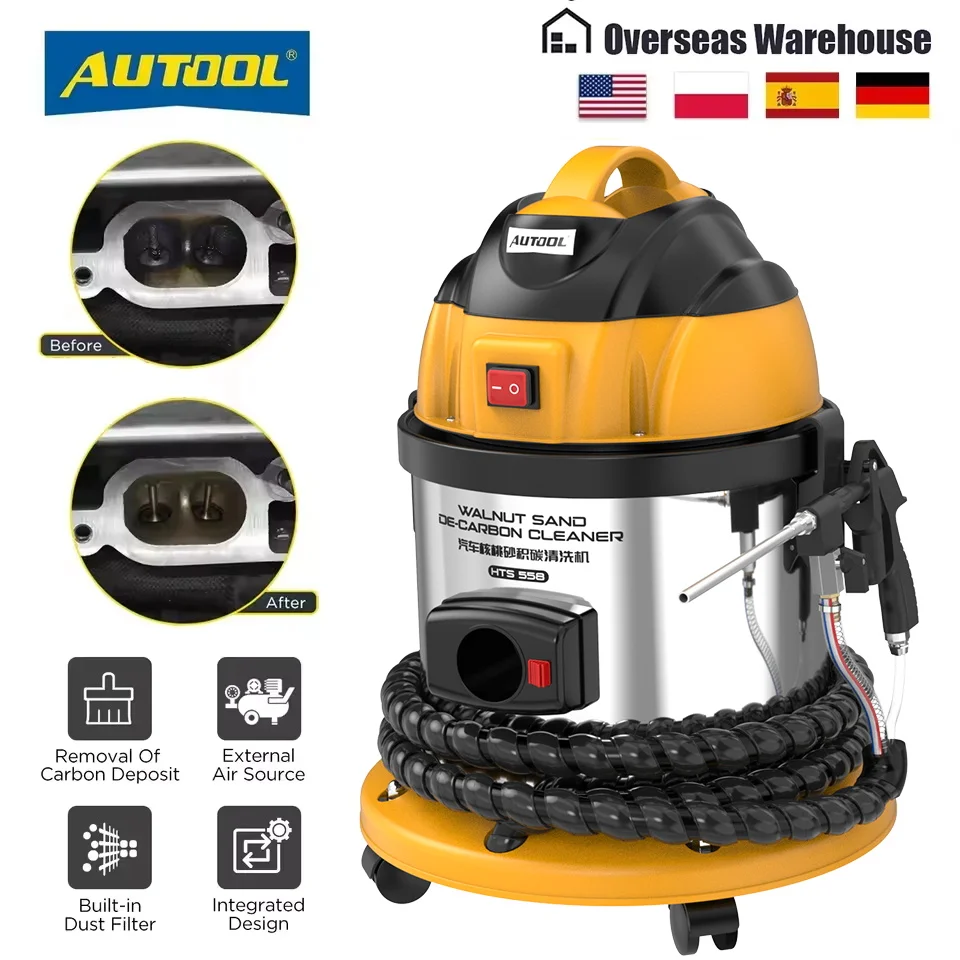 

AUTOOL HTS558 Automotive Walnut Blaster Car Engine Carbon Deposition Cleaner De-Carbon Machine Intake Valve Cleaner 220V /110V