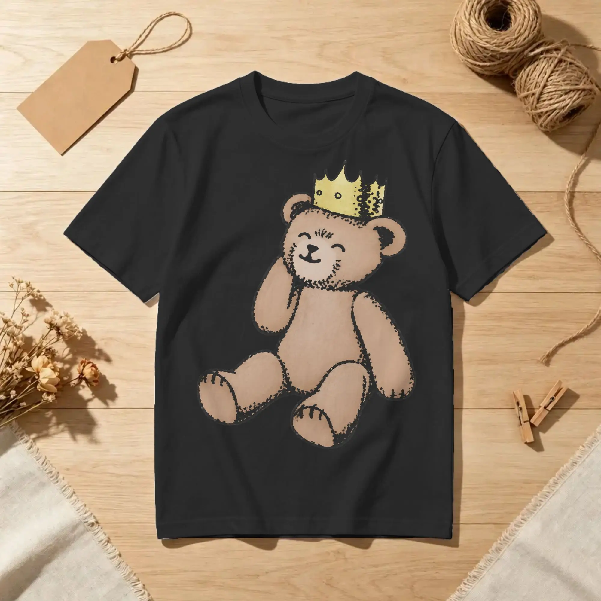Bncmap Teddy Bear Royal Crown Prince T Shirts for Men Pure Cotton T-Shirts Round Neck  Tee Shirt Short Sleeve Clothes New