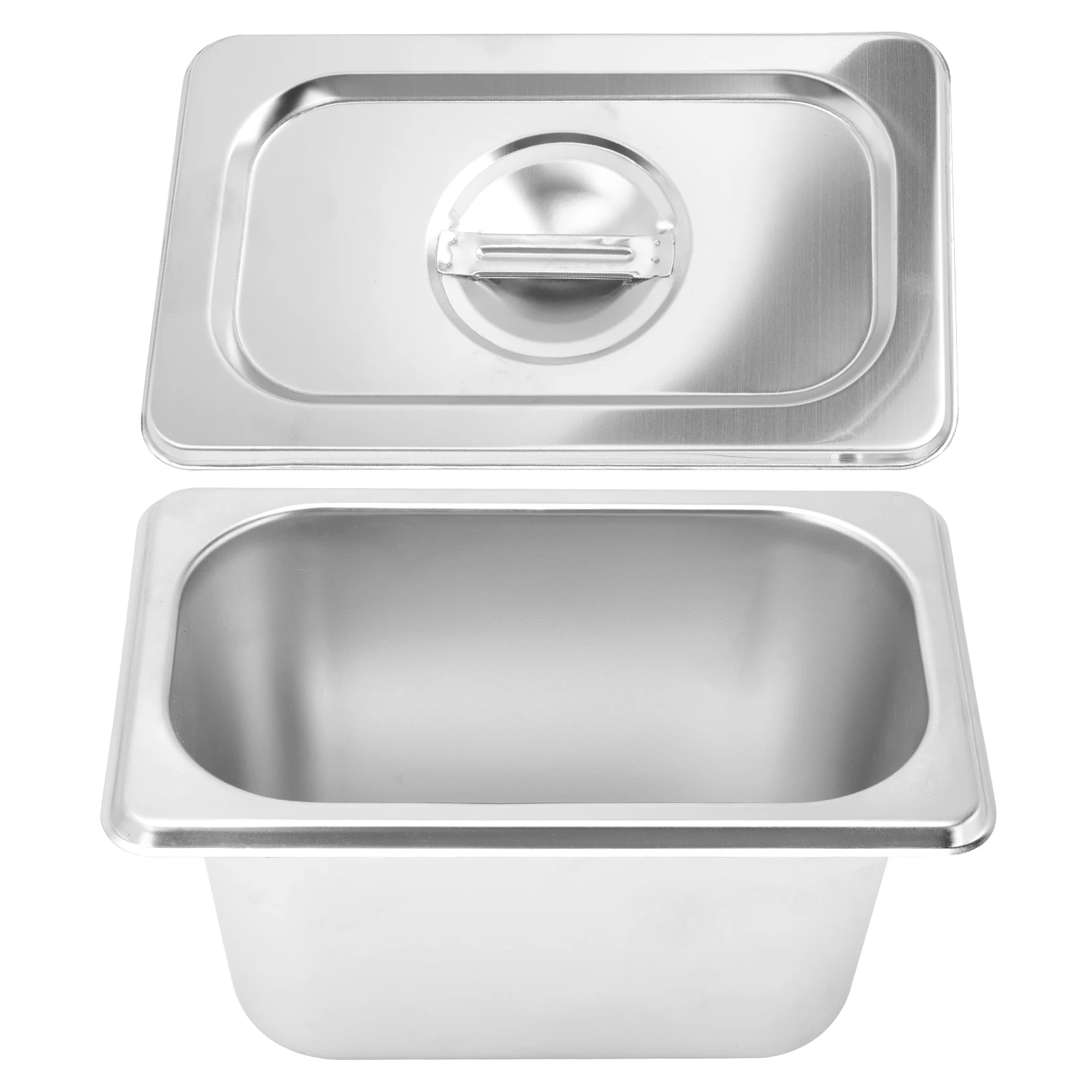

Stainless Steel Serving Basin Square Containers Lids Food Storage Vegetable Case Fruits Basin Kitchen Bar Utensils Set