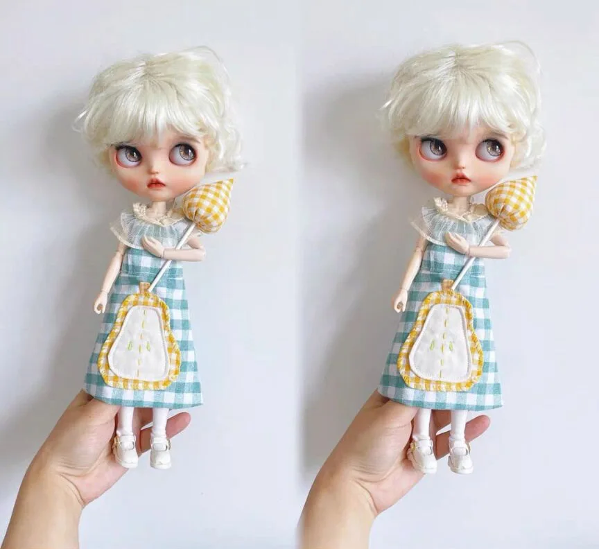 1pcs kawaii style Blythe Pear dress 1/6 30cm(Fit for Pullip,Ob22/24/26, Licca)