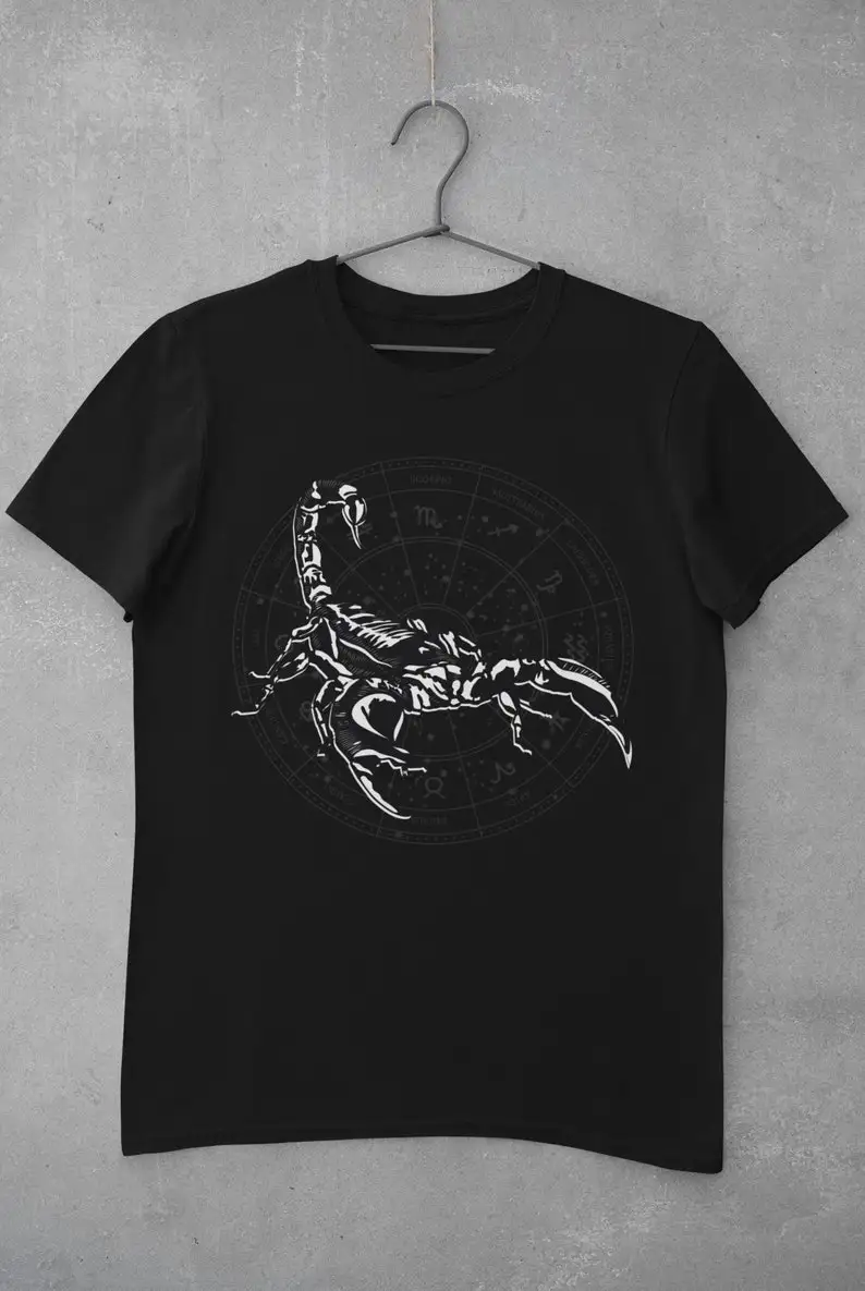 Constellation Scorpio Zodiac Sign Black  Graphic TShirt  Organic Cotton  Unisex/Women/Men  Size XSXXXXXL