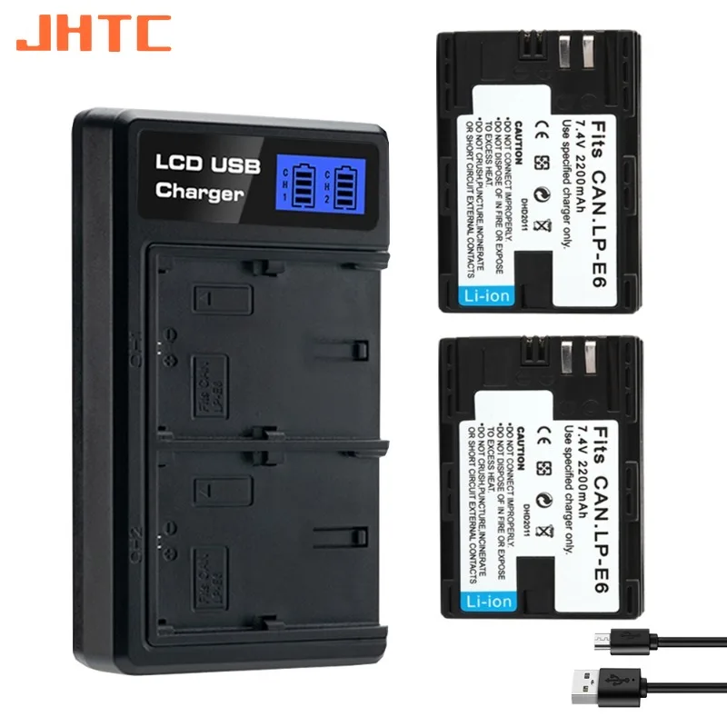 

2200mah LP E6 LP-E6 Battery for Canon EOS 5DS R 5D Mark II 5D Mark III 6D 7D 80D EOS 5DSR LPE6 Camera Batteries Charger