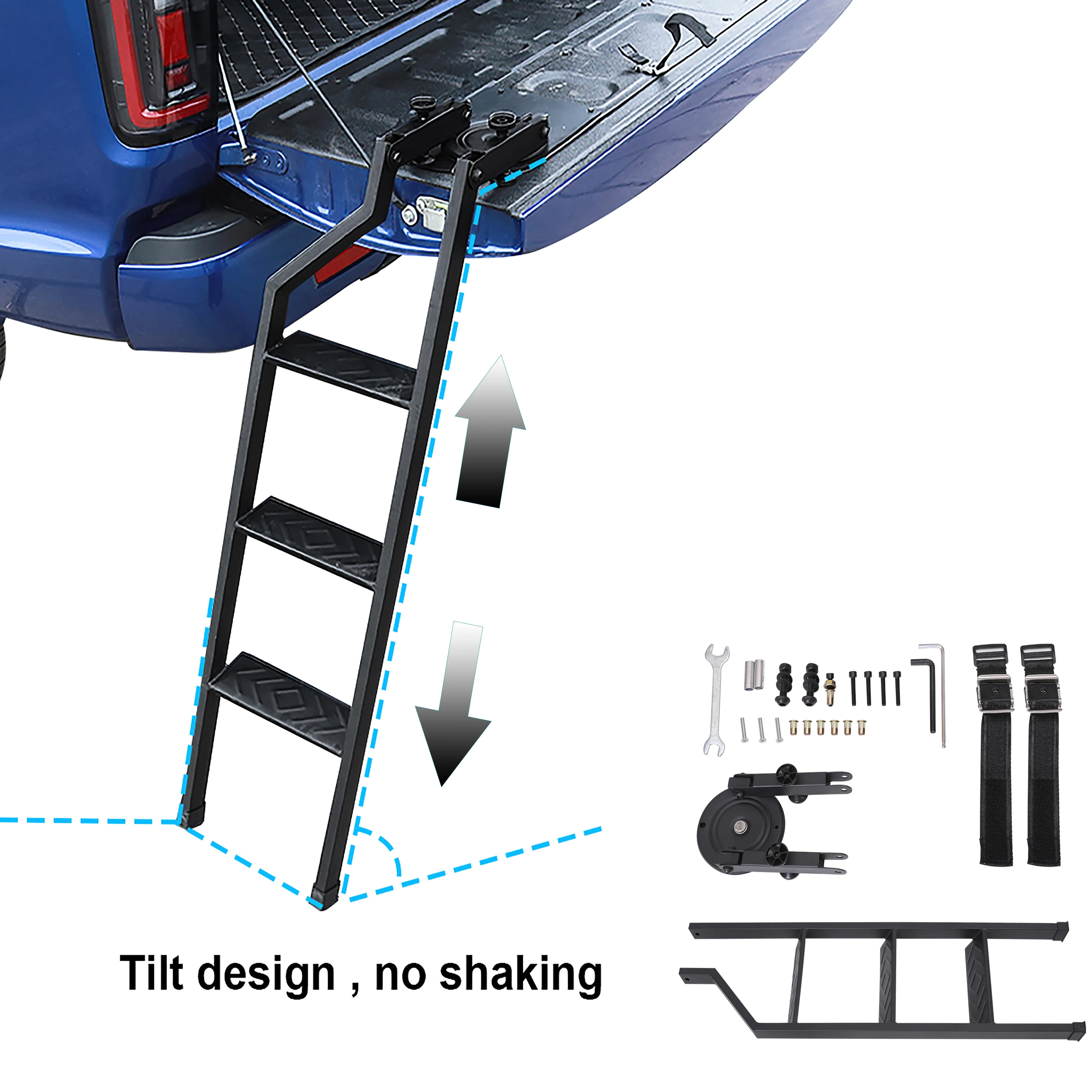 Universal Tailgate Ladder For Pickup Truck Car Rear Door Ladder Tailgate Folding Ladder Auxiliary Ladder 100cm