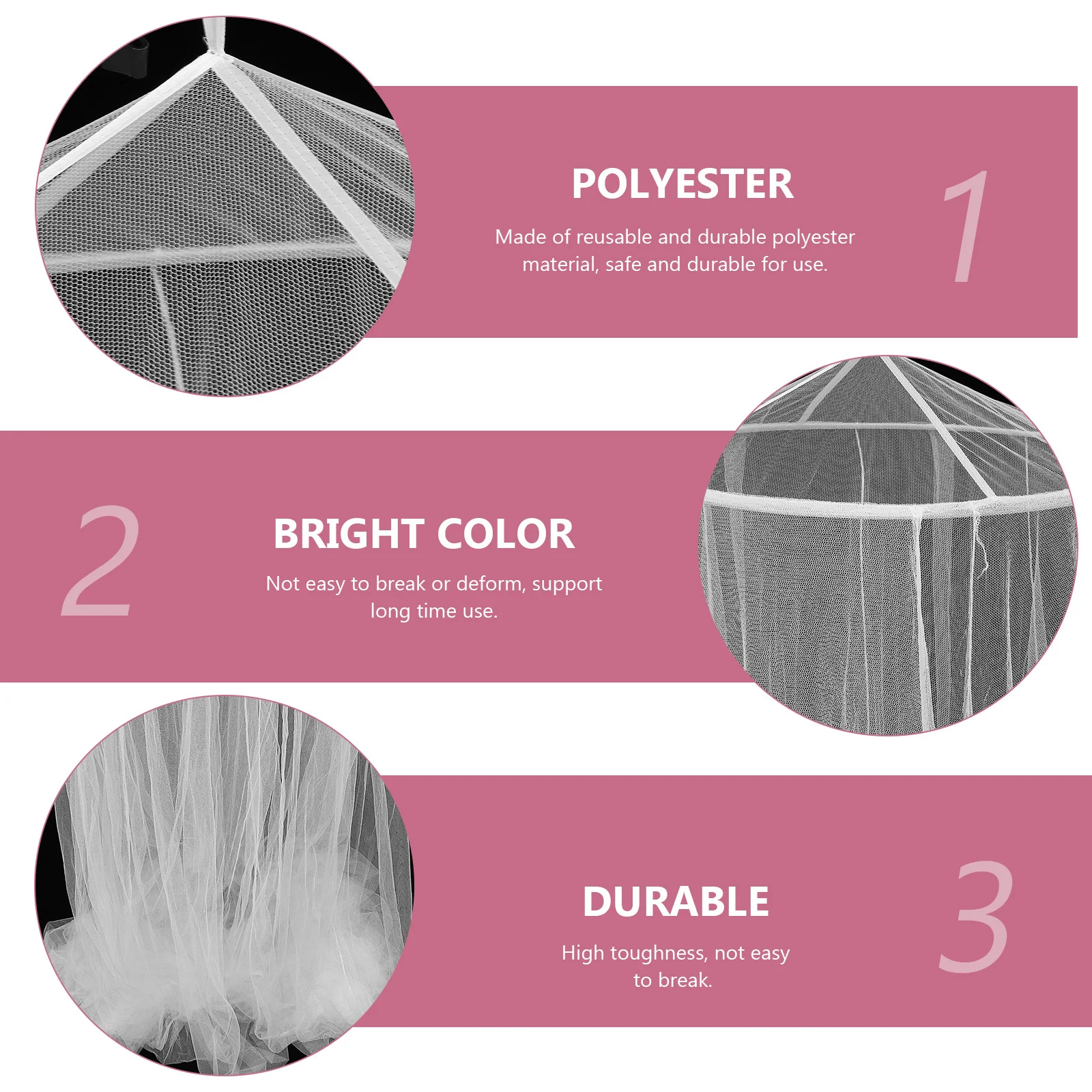 

Round Mosquito Net For Bed Reusable Polyester Easy Install Skin Friendly Safe Long Lasting Ceiling Bed Net Decorative