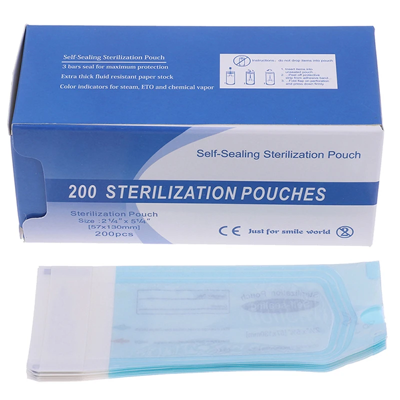 200Pcs S/M Disposable Sterilization Disinfection Bag Set Nail Tool Sterilizer Kraft Bag Nail Equipment Disinfection Accessories