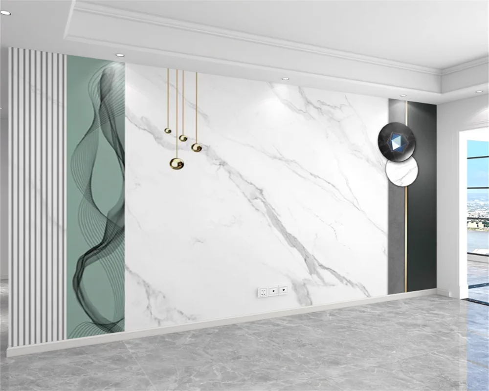 ورق حائط Beibehang خلفية تلفزيون حديثة مخصصة، نمط رخامي جديد، ملصق حائط عالي الجودة، ورق حائط لغرفة المعيشة
