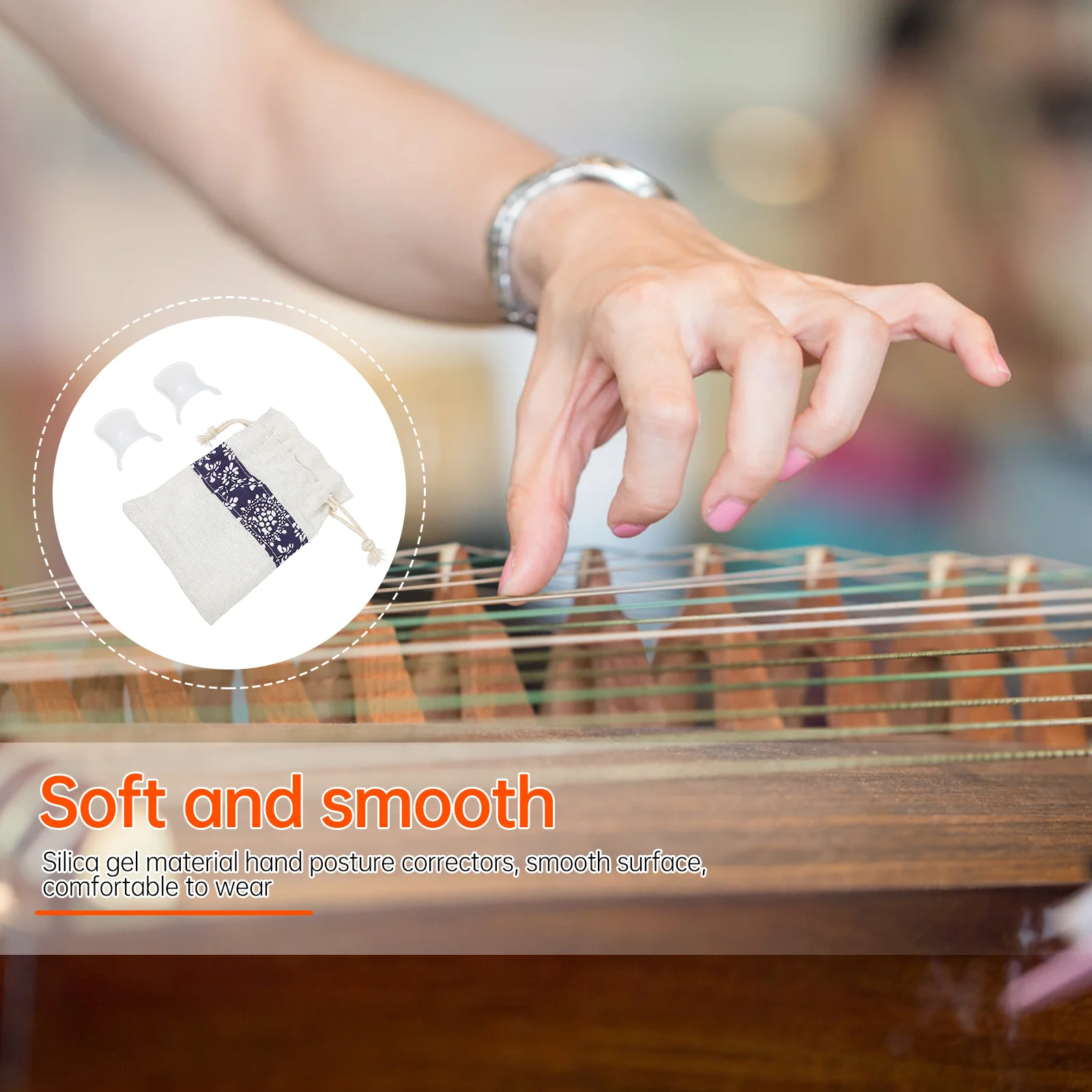 

2pcs Guzheng Hand Posture Corrector Small Size L Silicone Zither Finger Rectifier Anti-Bending Hand Orthosis For Beginners