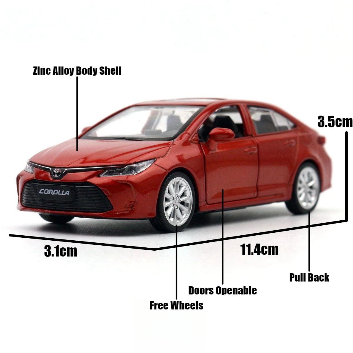 1/43 Toyota Corolla Hybrid Toy Car For Children Diecast Metal 1:43