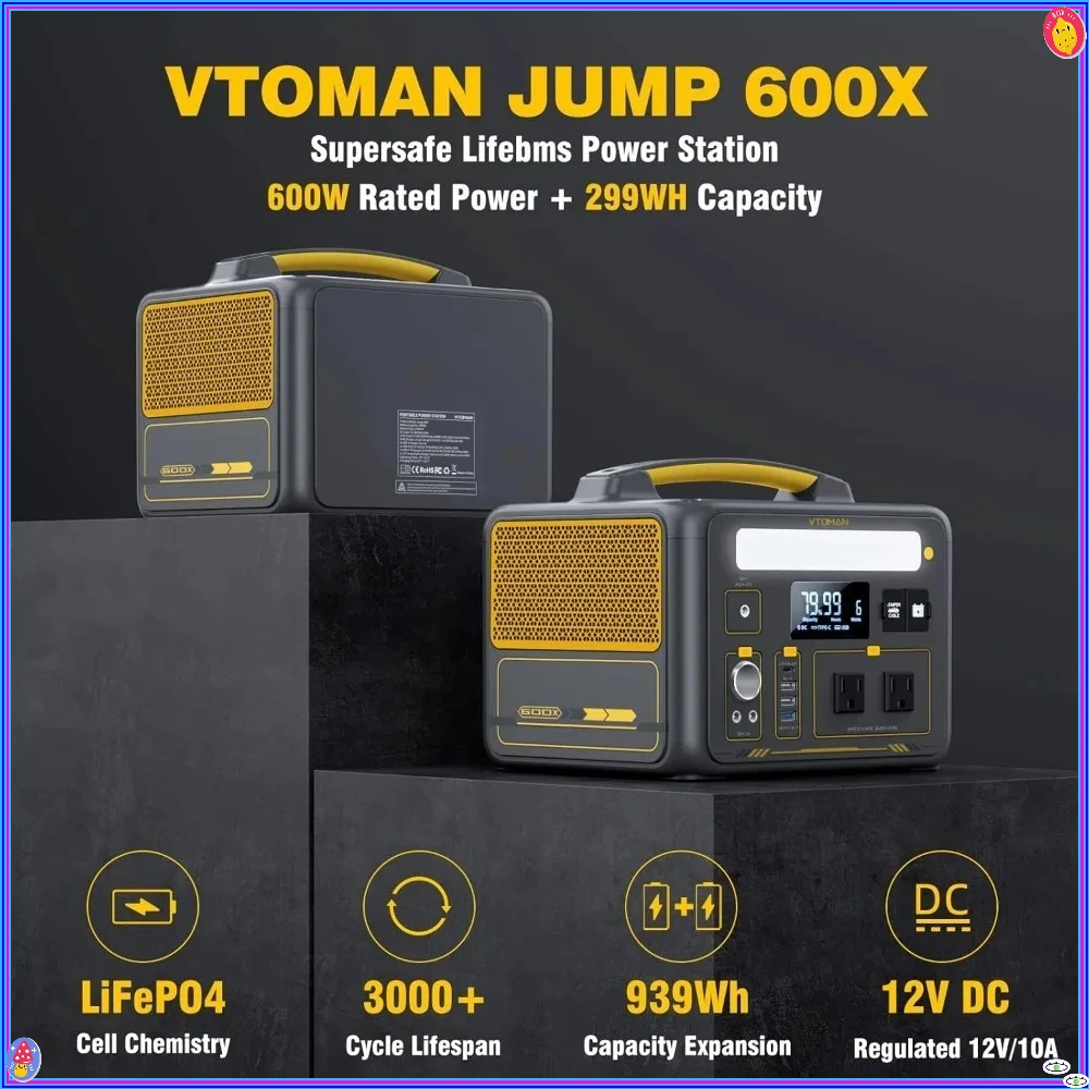 600Wポータブル電源、299Whリン酸鉄リチウムソーラー発電機、キャンプに最適。